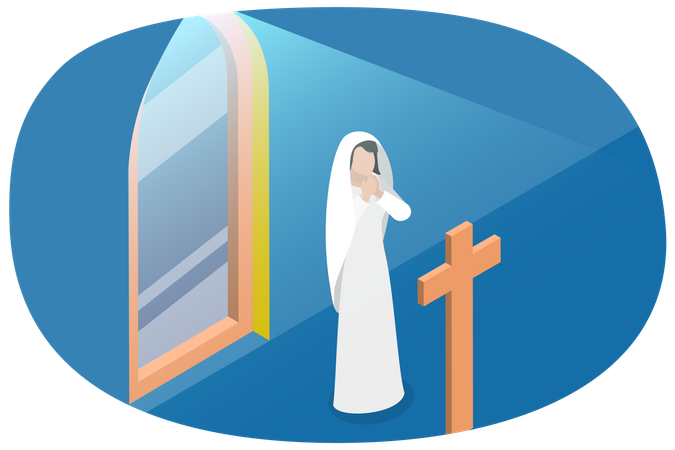 Virgen María Madre de Jesucristo en Oración  Ilustración