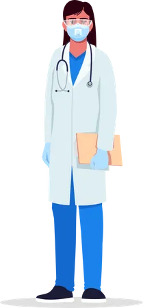 Virologist Semi Flat RGB Color Vector Illustration Infectious Disease Specialist Young Hispanic Woman Working As Infectious Disease Doctor Isolated Cartoon Character On White Background Illustration