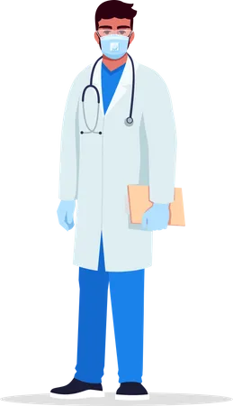 Virologist Semi Flat RGB Color Vector Illustration Infectious Disease Specialist Medical Staff Young Hispanic Man Working As Infectious Disease Doctor Isolated Cartoon Character On White Background Illustration
