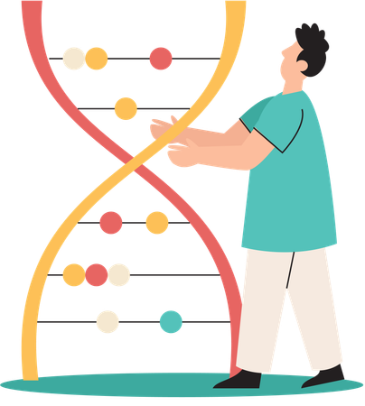 Virologist examines new virus in lab  Illustration