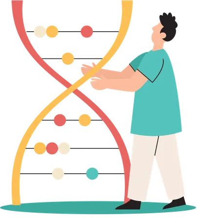 Virologist examines new virus in lab  Illustration