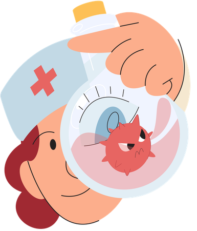 Virologist fights against viruses in lab  Illustration