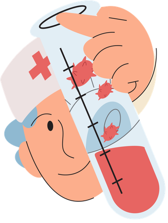 Virologist fights against viruses in lab  Illustration