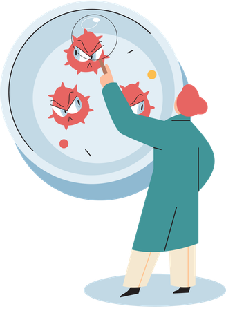 Virologist researching new virus  Illustration