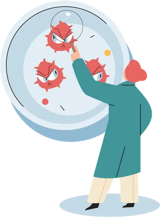 Virologist researching new virus  Illustration