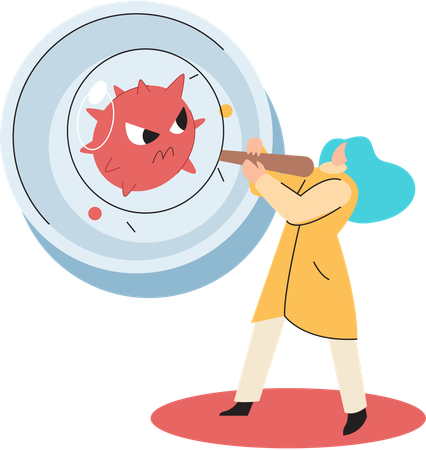 Virologist researching on new virus  Illustration