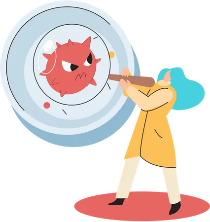Virologist researching on new virus  Illustration