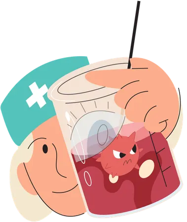 Virologista mostrando amostra de vírus em laboratório  Ilustração