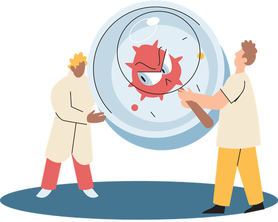 Virologists studying new virus in lab  Illustration
