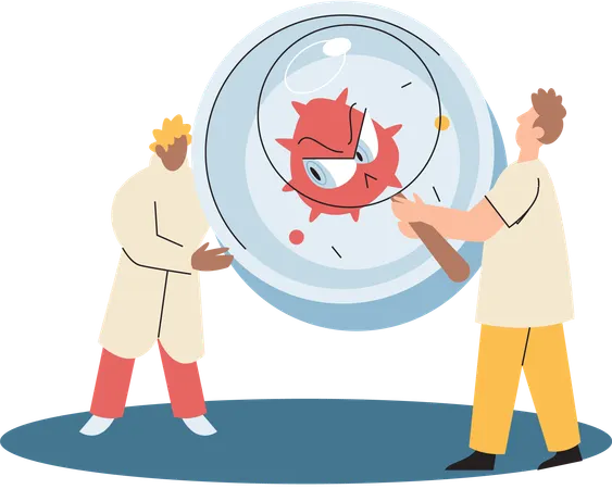 Virologists studying new virus in lab  Illustration