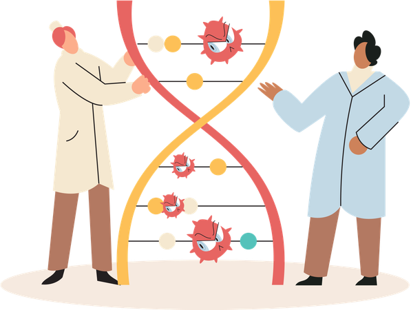 Virologists studying new virus in lab  Illustration