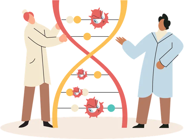 Virologists studying new virus in lab  Illustration