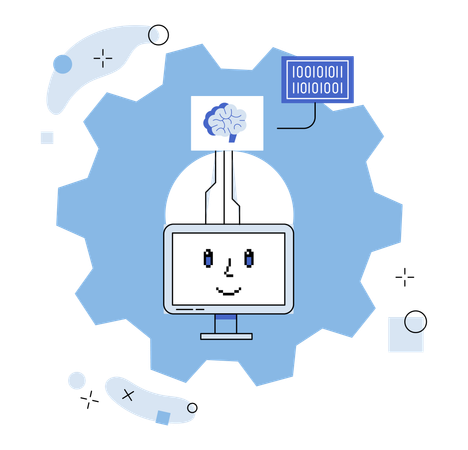 Virtual assistant guiding star in labyrinth information  Illustration
