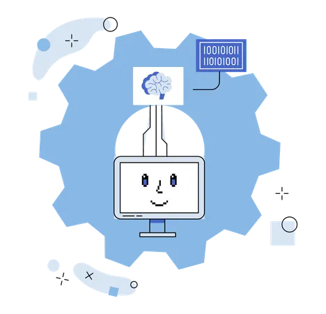 Virtual assistant guiding star in labyrinth information  Illustration