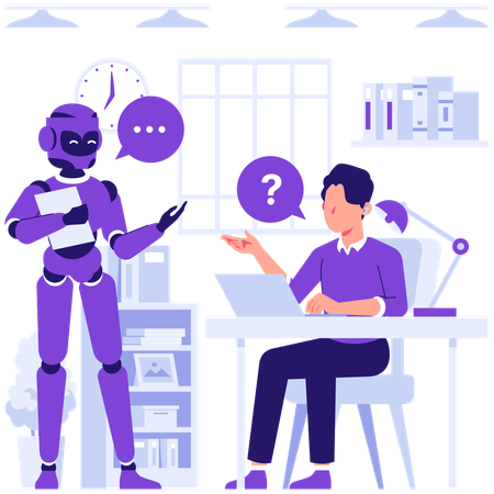 Virtual assistant helping businessman  Illustration