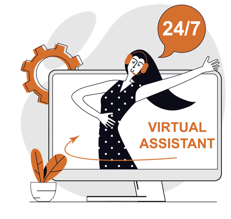 Virtual assistant solving user queries  Illustration