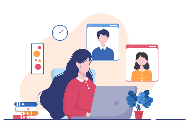 Virtual Business meeting  Illustration
