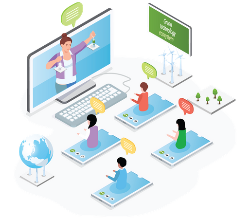Virtual Business Meeting Illustration