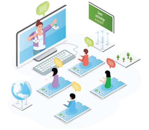 Virtual Business Meeting Illustration