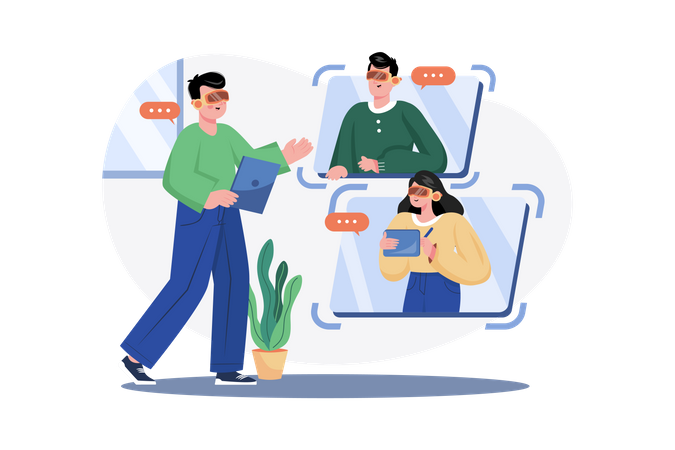 Virtual Business meeting  Illustration