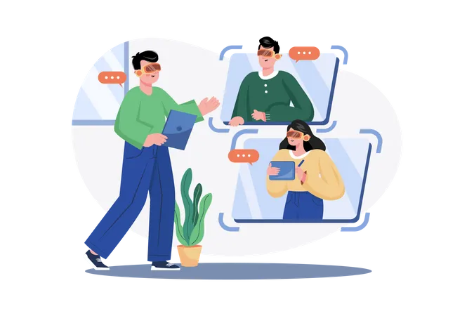 Virtual Business meeting  Illustration