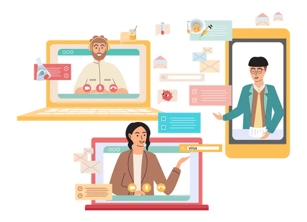 Virtual Business meeting  Illustration