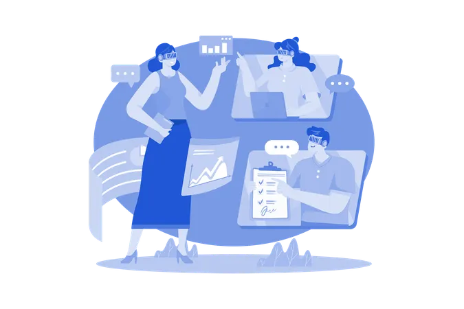 Virtual Business meeting  Illustration