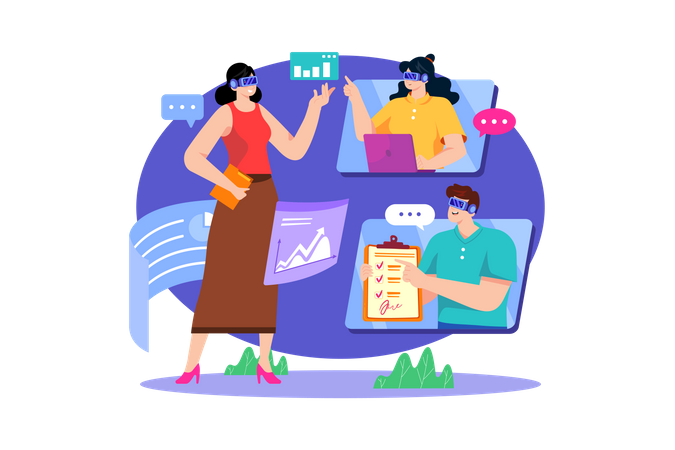 Virtual Business meeting  Illustration