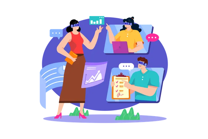 Virtual Business meeting  Illustration