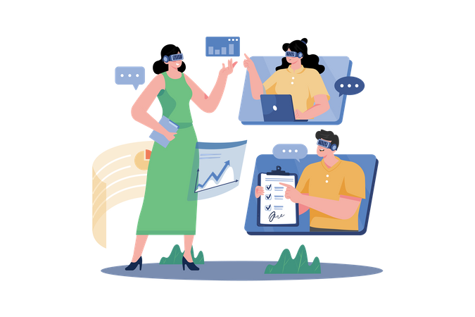 Virtual Business meeting  Illustration