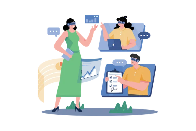 Virtual Business meeting  Illustration