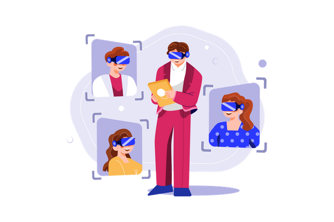 Virtual business meeting  Illustration