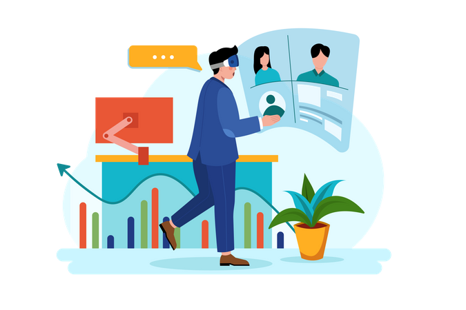 Virtual business meeting  Illustration