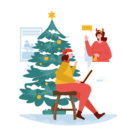 Virtual Christmas greetings  Illustration