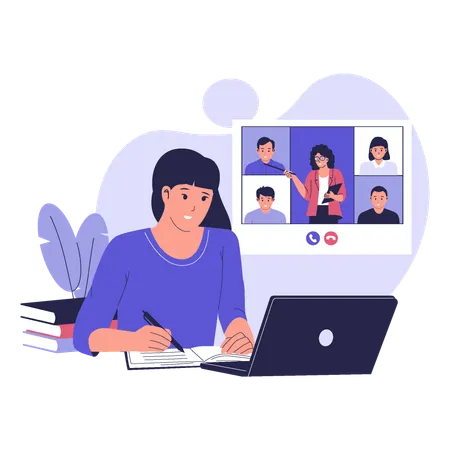 Virtual Classroom Communication  Illustration