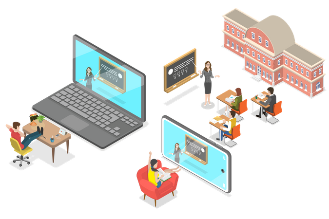 Virtual Classroom  Illustration