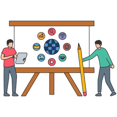 Virtual Classroom learning in quarantine  Illustration