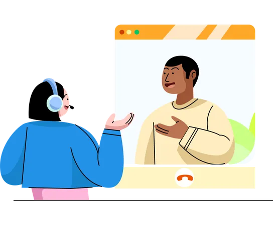 An Illustration Of A Woman Engaging In A Virtual Consultation With A Customer Service Representative Emphasizing The Accessibility And Convenience Of Modern Customer Support Illustration