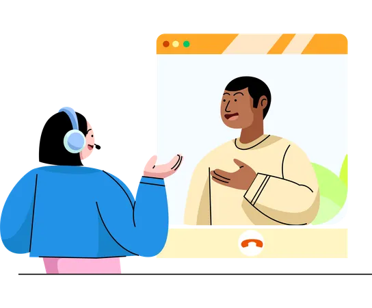 Virtual Consultation with a Customer Service Representative  Illustration