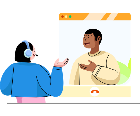 Virtual Consultation with a Customer Service Representative  Illustration