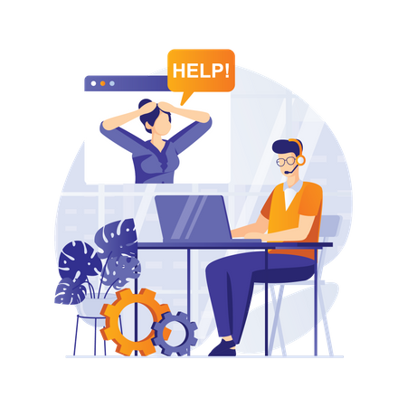 Virtual Customer support Illustration