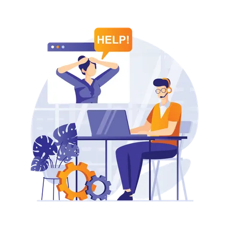 Virtual Customer support  Illustration