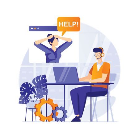 Virtual Customer support  Illustration