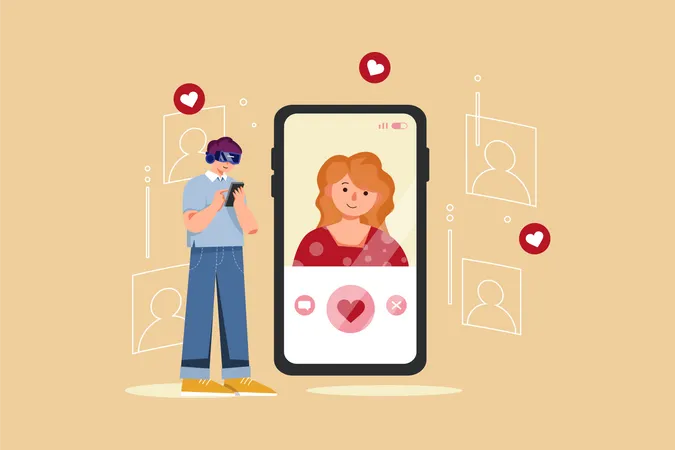 Virtual Dating app Illustration