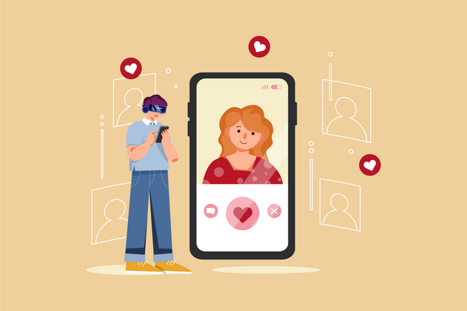 Virtual Dating app  Illustration