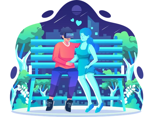 Virtual Dating using VR techology  Illustration