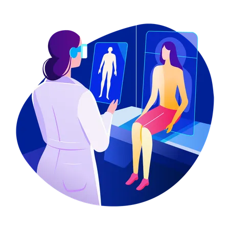 Virtual doctor checking patients  Illustration
