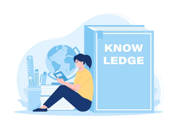 A Person Sits And Reads A Book Of Knowledge Trending Concept Flat Illustration Illustration