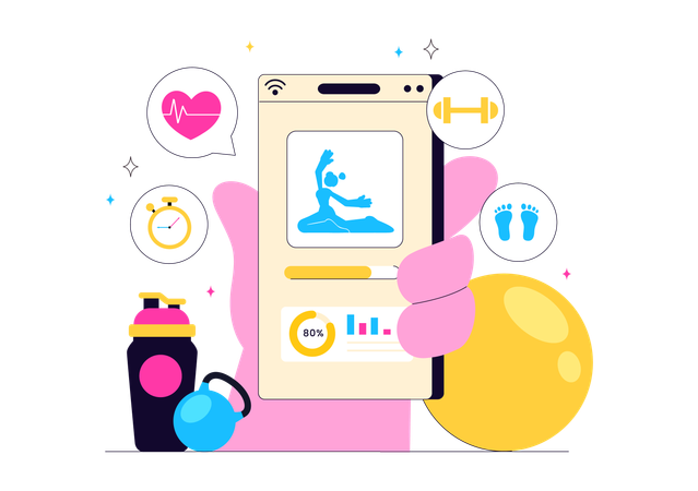 Virtual Fitness App for women  Illustration