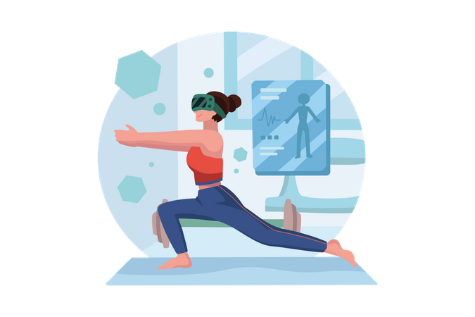Fitness virtual usando tecnologia VR  Ilustração